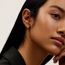 Ted Baker Crystal Button Stud Earrings in Gold