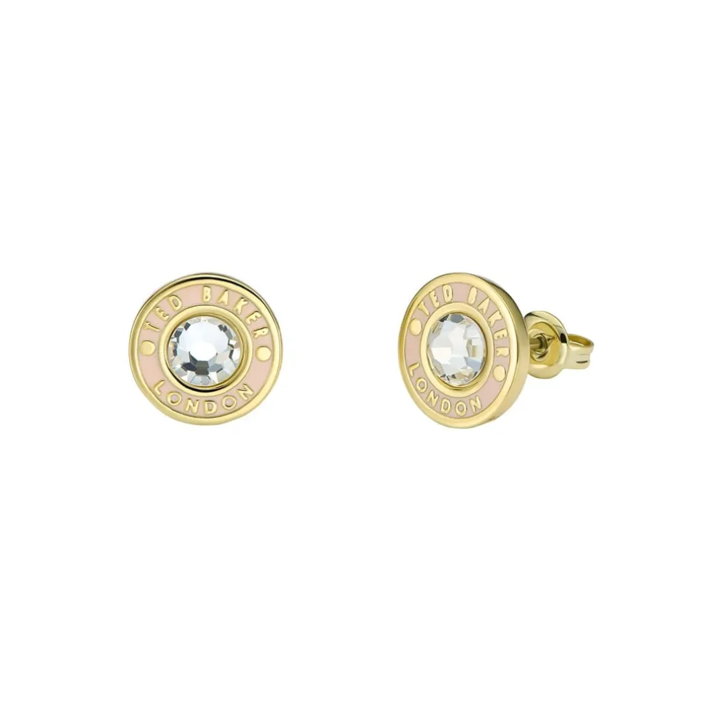 Ted Baker Crystal Button Stud Earrings in Gold