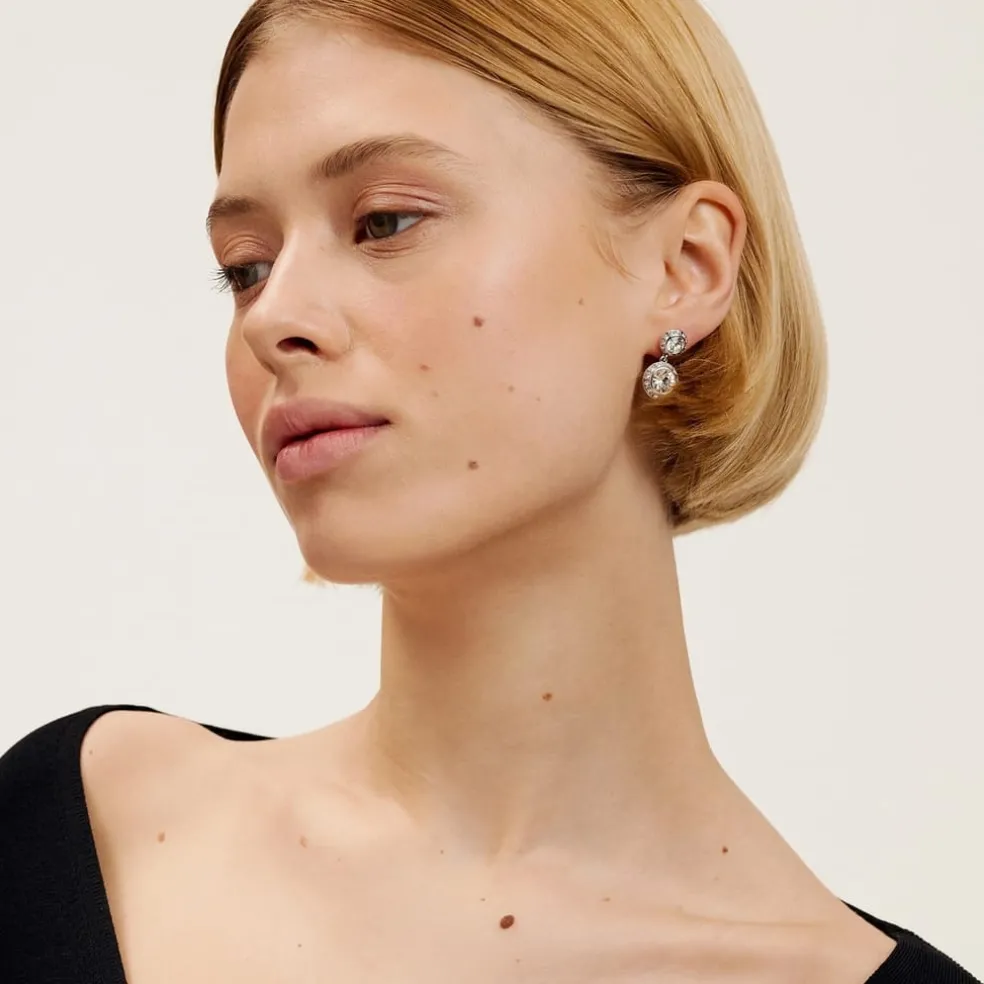 Ted Baker Crystal Drop Earrings in Silver