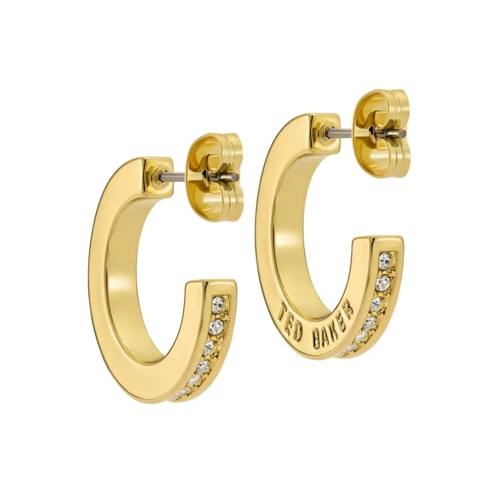 Ted Baker Crystal Hoop Earrings in Gold