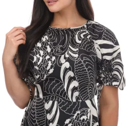 Ted Baker Faridda Printed Puff Sleeve Printed Mini Dress in Black