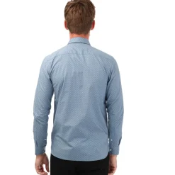 Ted Baker Mens Burstal Houndstooth Print Shirt in Blue