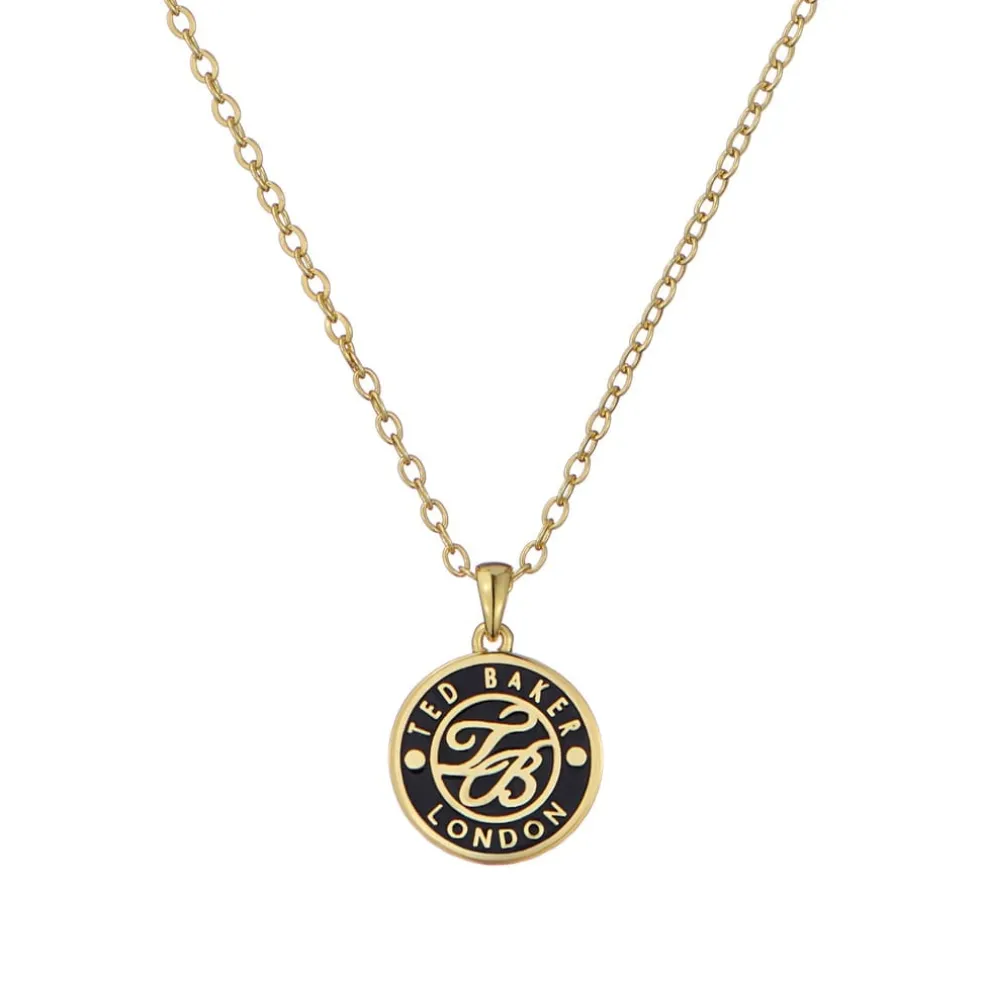 Ted Baker Monogram Button Pendant Necklace in Gold