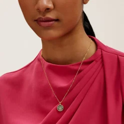 Ted Baker Monogram Button Pendant Necklace in Gold