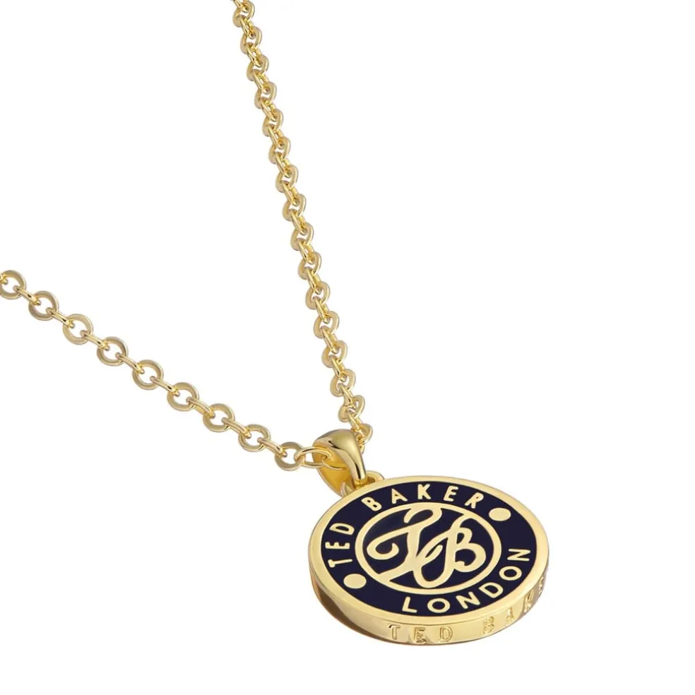 Ted Baker Monogram Button Pendant Necklace in Gold