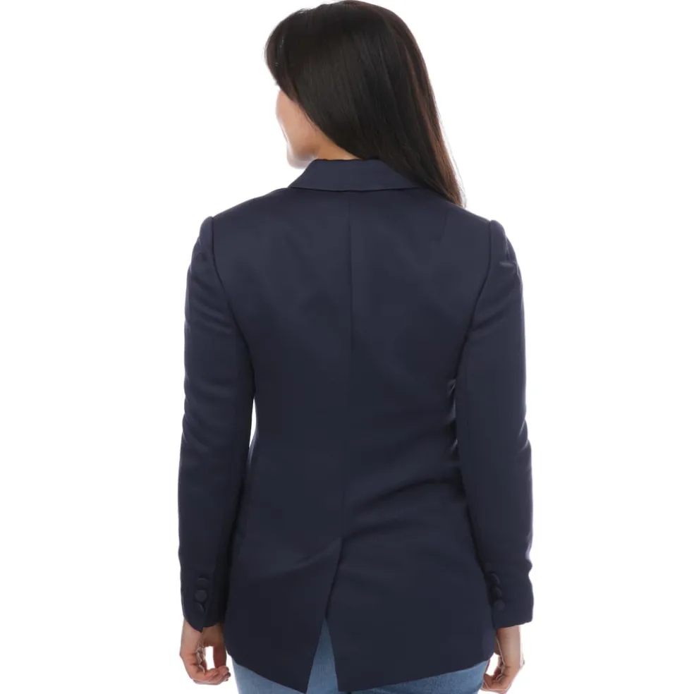 Ted Baker Seraph Double Breasted Satin Boyfriend Blazer in Blue