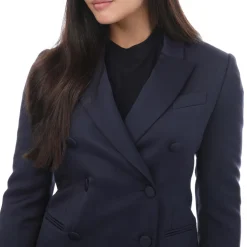 Ted Baker Seraph Double Breasted Satin Boyfriend Blazer in Blue