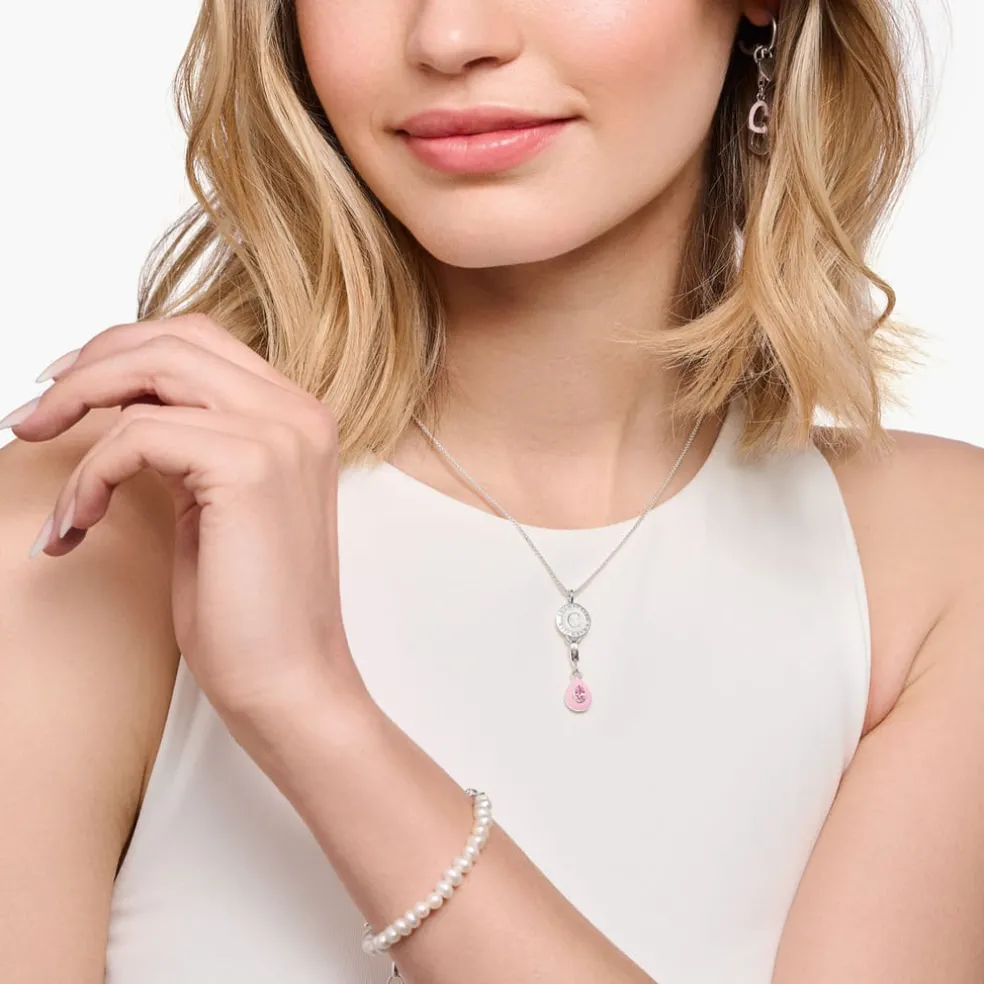 Thomas Sabo Drop Charm Pendant in Silver pink