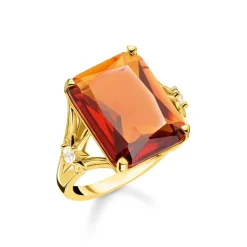 Thomas Sabo Gold Ring with Large Stone in Orange