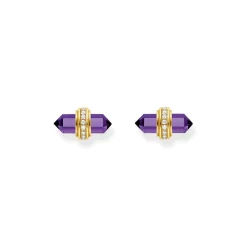 Thomas Sabo Hexagonal Rose Quartz Gold-Plated Ear Studs in Pink