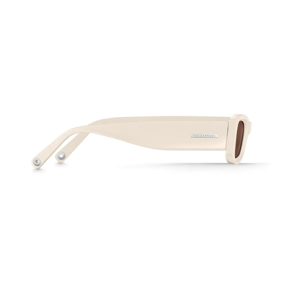 Thomas Sabo Kim Slim Rectangular Sunglasses in Beige