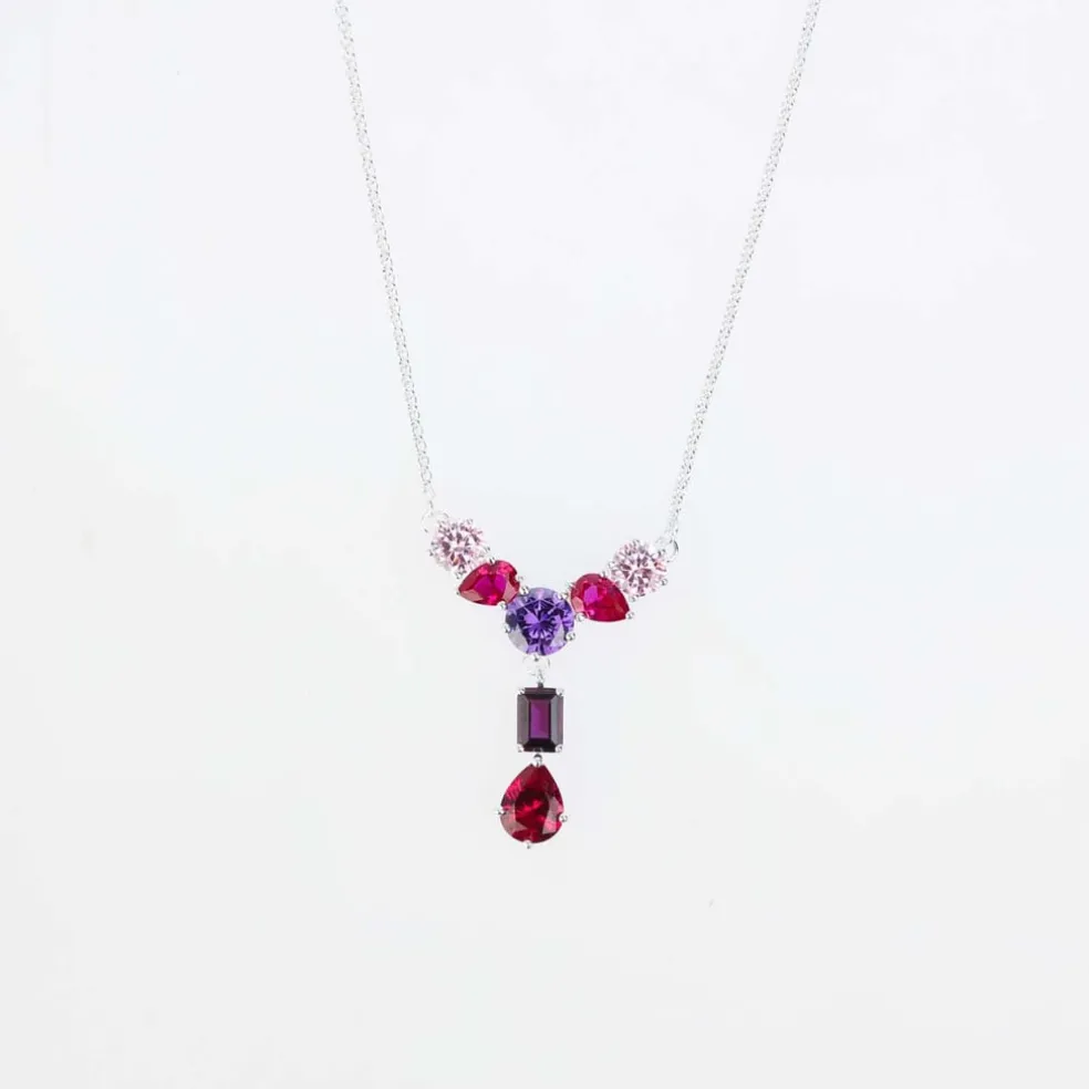 Thomas Sabo Y-Shape Silver Necklace in Silver pink