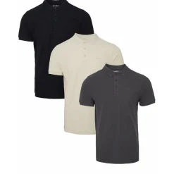 Threadbare 3 Pack Solid Patterned Regular Fit Polo Shirt in Multi