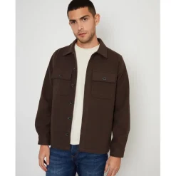 Threadbare Regular Fit Long Sleeve Shirt in Brown