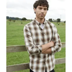 Threadbare Regular Fit Long Sleeve Shirt in Brown