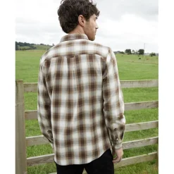 Threadbare Regular Fit Long Sleeve Shirt in Brown
