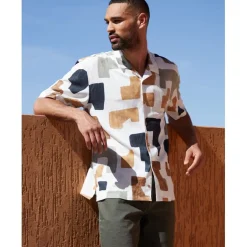 Threadbare Relaxed Fit Short Sleeve Shirt in White