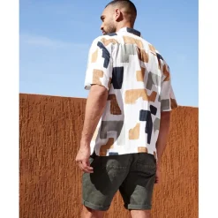 Threadbare Relaxed Fit Short Sleeve Shirt in White