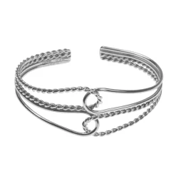 Tianguis Jackson Plain And Twist Hoop Cuff in Silver