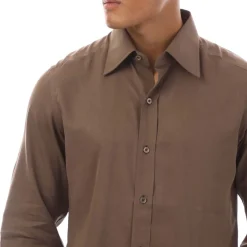 Tom Ford Long Sleeve Dress Shirt in Brown
