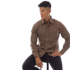 Tom Ford Long Sleeve Dress Shirt in Brown