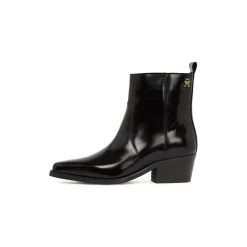 Tommy Hilfiger Abrasivato Leather Western Boots in Black
