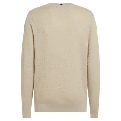 Tommy Hilfiger Basketweav Crew Neck Regular Fit Sweater in Beige