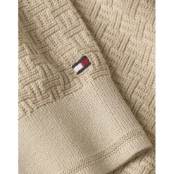 Tommy Hilfiger Basketweav Crew Neck Regular Fit Sweater in Beige