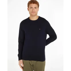 Tommy Hilfiger Cotton Crew Neck Pullover Sweater in Blue