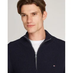 Tommy Hilfiger Global Stripe Mock Neck Sweater in Blue