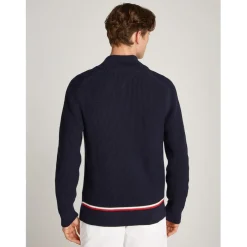 Tommy Hilfiger Global Stripe Mock Neck Sweater in Blue