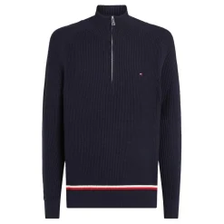 Tommy Hilfiger Global Stripe Mock Neck Sweater in Blue