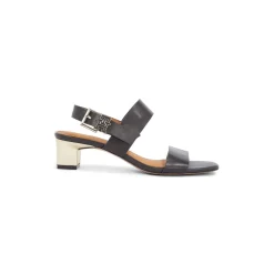 Tommy Hilfiger Gold Heel Slides Sandals in Black