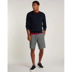 Tommy Hilfiger Hilfiger Classic Cotton Cable Crew Neck in Blue