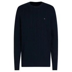 Tommy Hilfiger Hilfiger Classic Cotton Cable Crew Neck in Blue