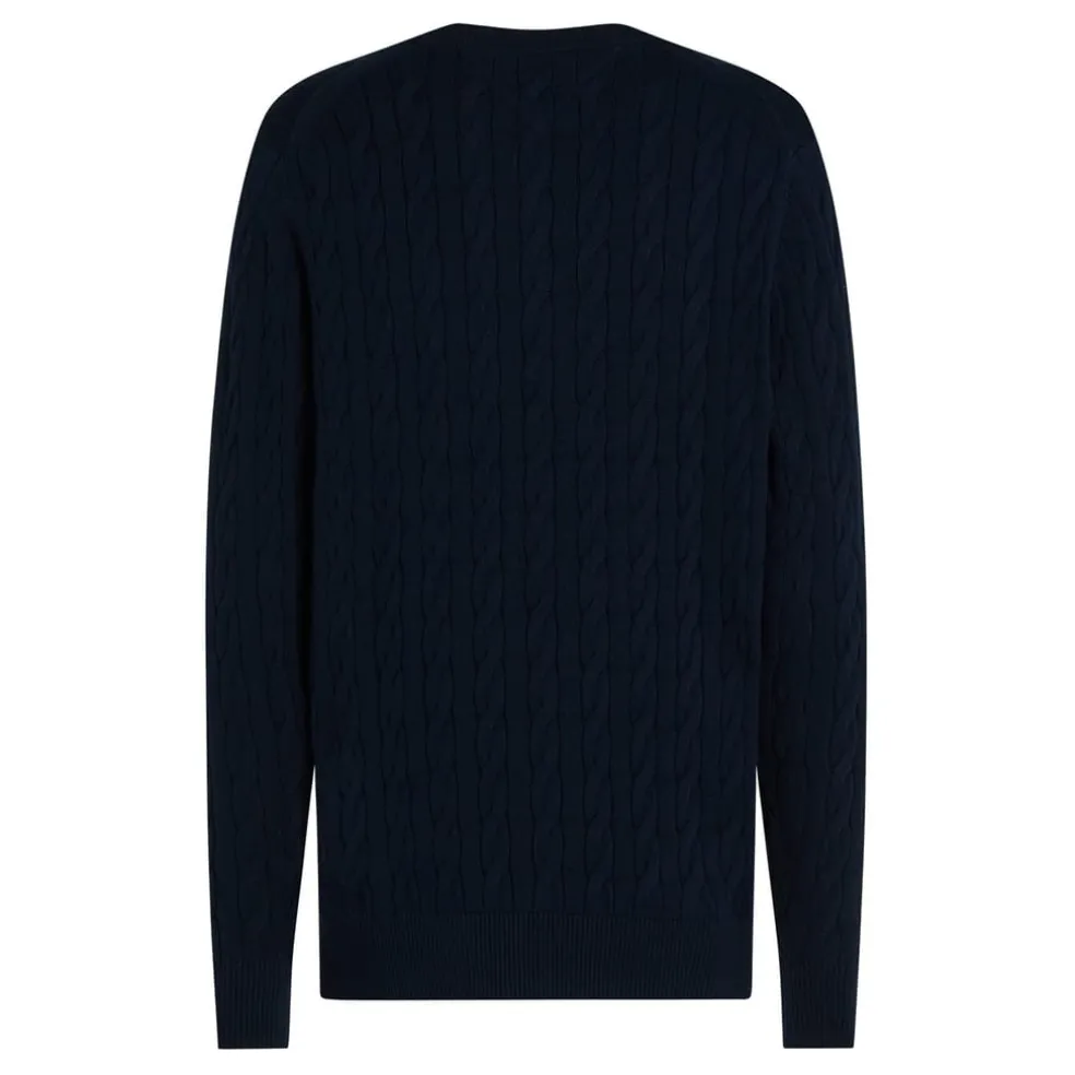 Tommy Hilfiger Hilfiger Classic Cotton Cable Crew Neck in Blue