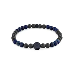 Tommy Hilfiger Hilfiger Mens Black And Blue Ip Lapis Carbon Fibre Reinforced Polymer Beaded Bracelet in Blue