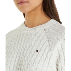 Tommy Hilfiger Knit Crew Neck Sweater in Cream