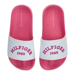 Tommy Hilfiger Logo Print Pool Slides in Pink