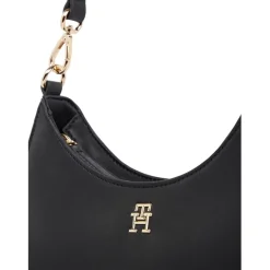 Tommy Hilfiger Logotape Hobo with Detachable Strap in Black