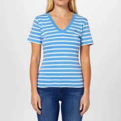 Tommy Hilfiger Neck Striped T-Shirt in Blue