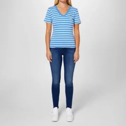Tommy Hilfiger Neck Striped T-Shirt in Blue