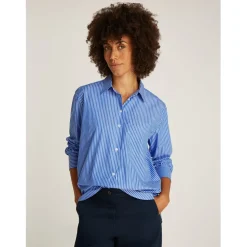 Tommy Hilfiger Poplin Relaxed Fit Long Sleeve Shirt in Blue