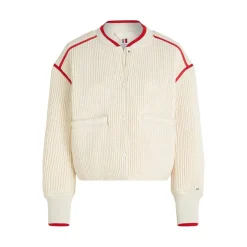 Tommy Hilfiger Quilted Padded Short Bomber Jacket in Cream