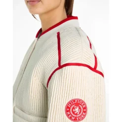 Tommy Hilfiger Quilted Padded Short Bomber Jacket in Cream