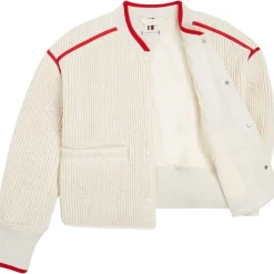 Tommy Hilfiger Quilted Padded Short Bomber Jacket in Cream