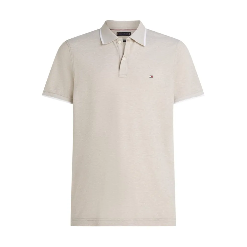 Tommy Hilfiger Regular Fit Short Sleeve Polo Shirt in Beige
