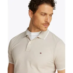 Tommy Hilfiger Regular Fit Short Sleeve Polo Shirt in Beige