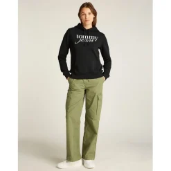 Tommy Jeans Hooded Regular Fit Sweatshirt in Black