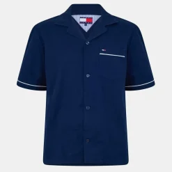 Tommy Jeans Regular Fit Camp Collar Short Sleeve Shirt in Blue